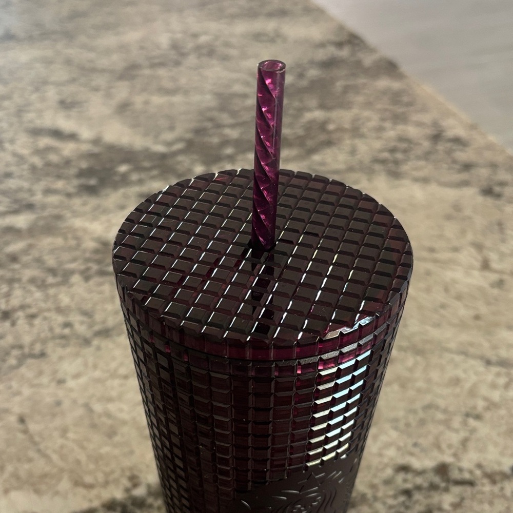 Starbucks Burgundy Textured Tumbler with Lid and Straw - Picture 3 of 4